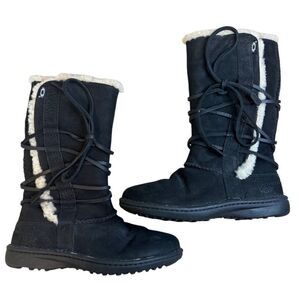 UGG Black Catalina Laced Nubuck Leather Shearling Boots